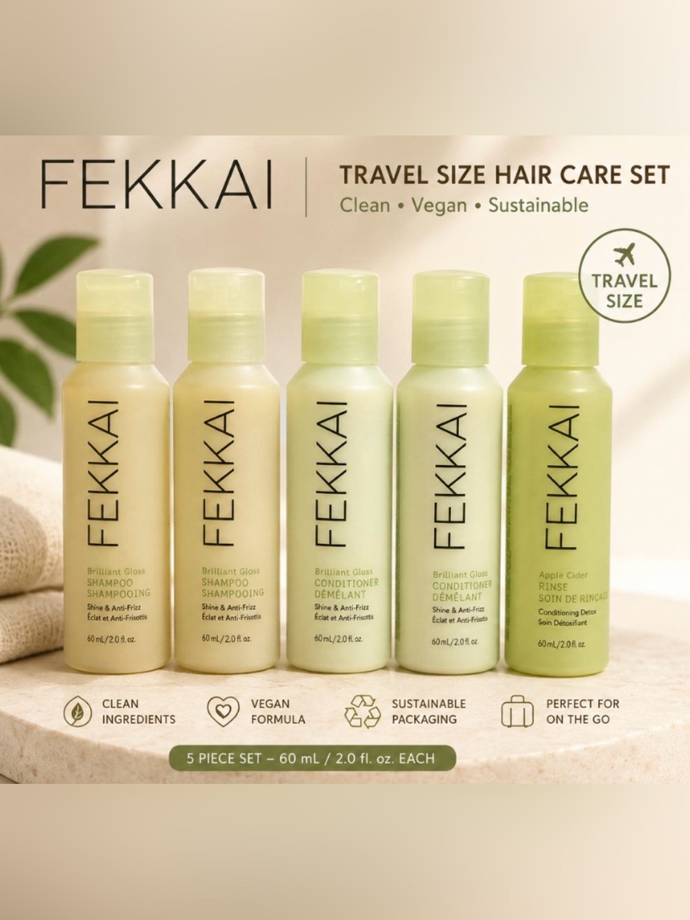 FEKKAI Brilliant Gloss Travel Size Hair Care Set
